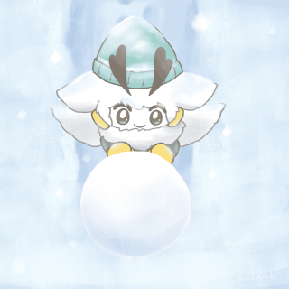 コモくんと雪玉.png